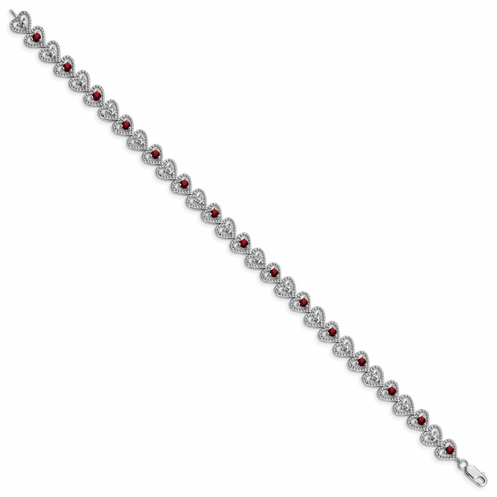 Lovely Rita's Bracelets Silver Diamond Round Garnet Gemstone Bracelet