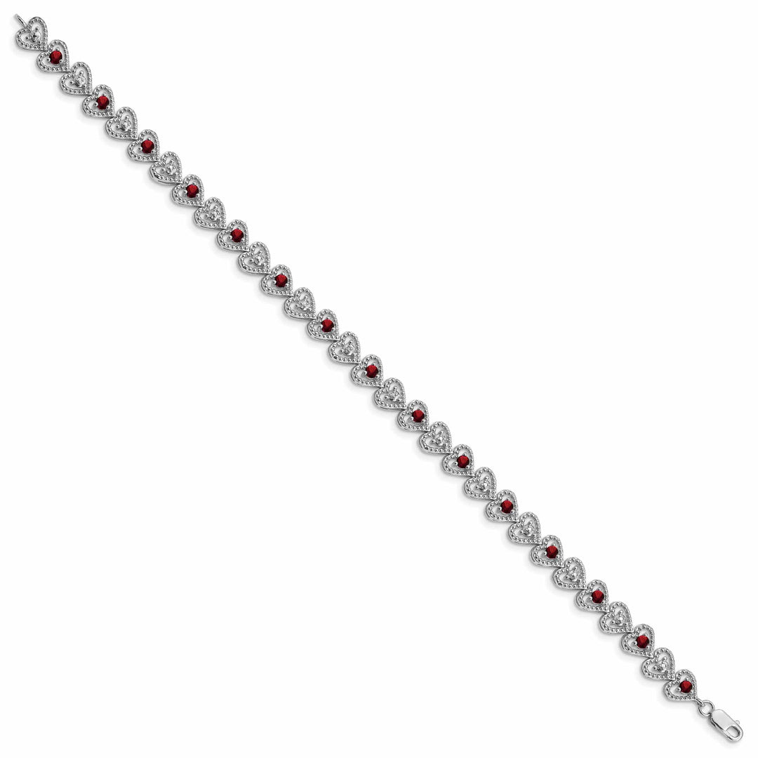 Lovely Rita's Bracelets Silver Diamond Round Garnet Gemstone Bracelet