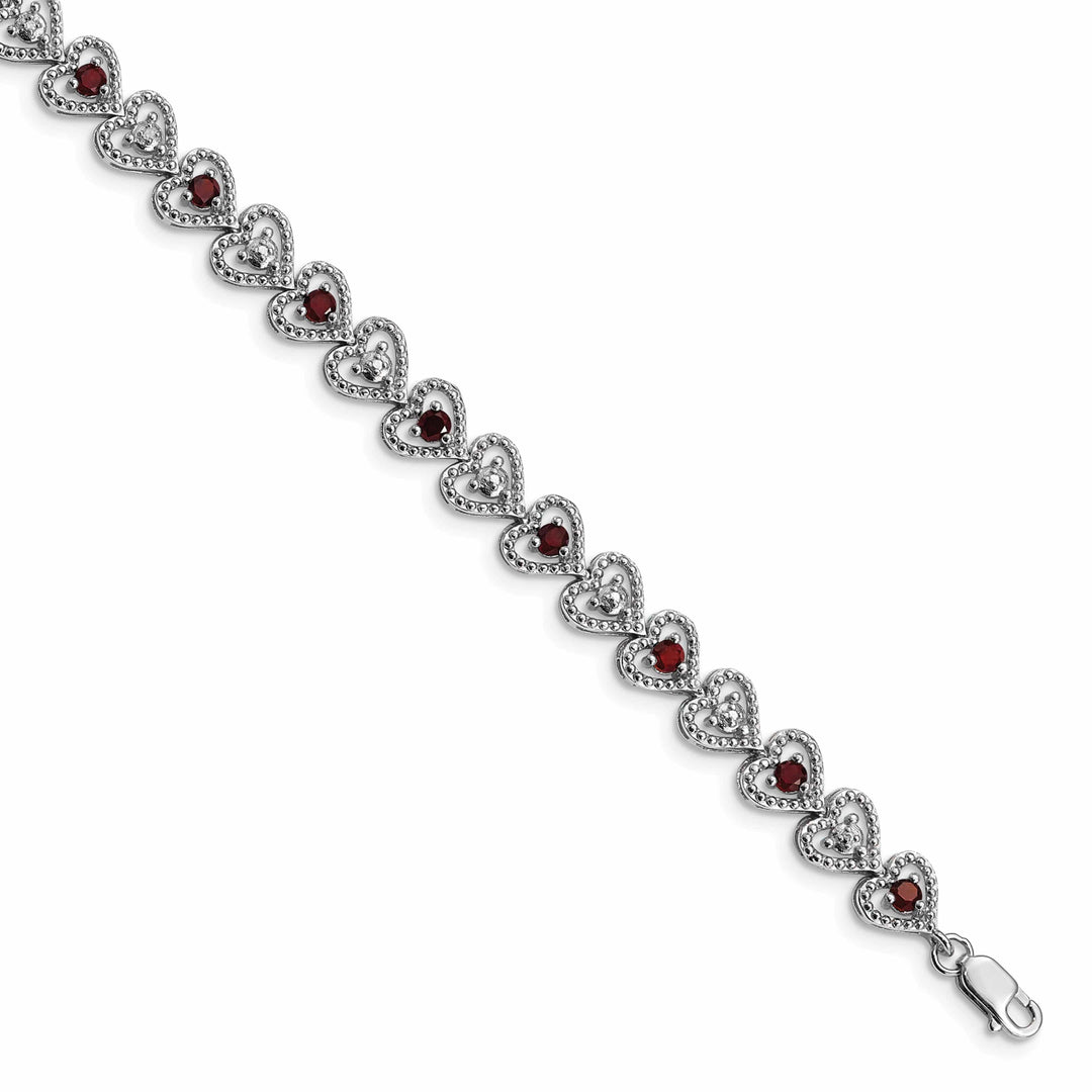 Lovely Rita's Bracelets Silver Diamond Round Garnet Gemstone Bracelet