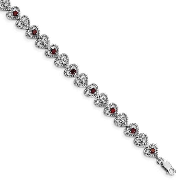 Lovely Rita's Bracelets Silver Diamond Round Garnet Gemstone Bracelet
