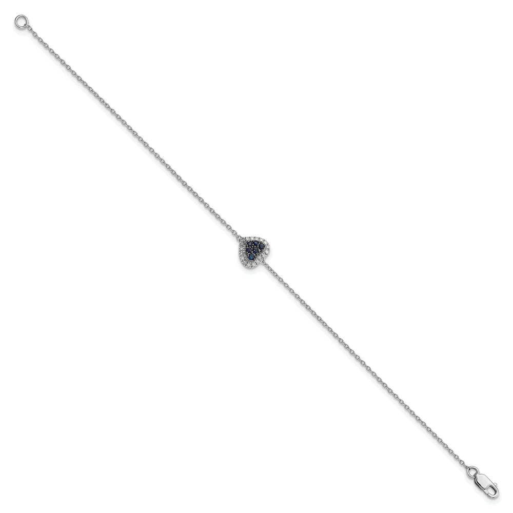 Lovely Rita's Bracelets Silver Diamond Sapphire Gemstone Heart Bracelet