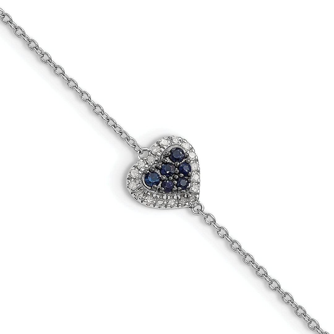 Lovely Rita's Bracelets Silver Diamond Sapphire Gemstone Heart Bracelet