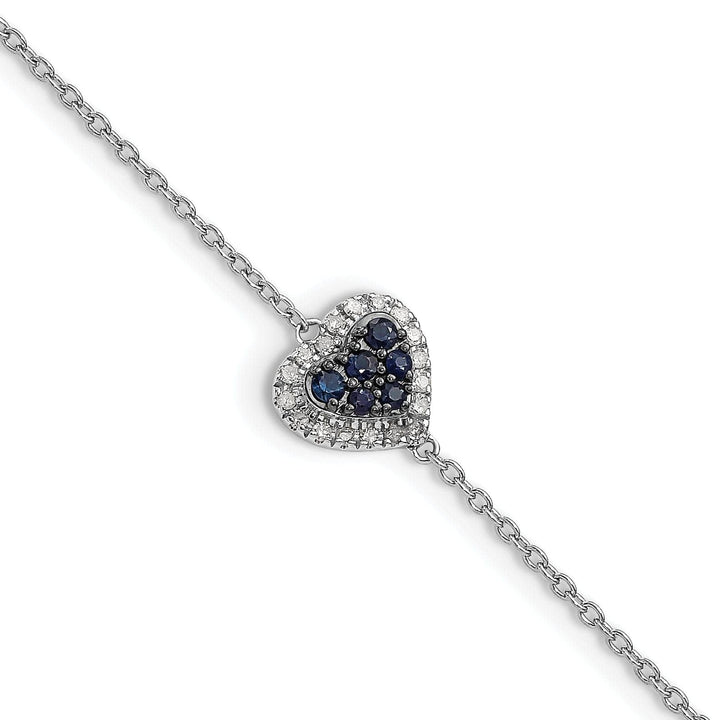 Lovely Rita's Bracelets Silver Diamond Sapphire Gemstone Heart Bracelet