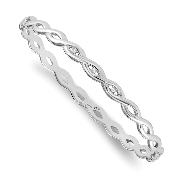 Lovely Rita's Bracelets Silver Diamond Twist Bangle Slip on Bracelet