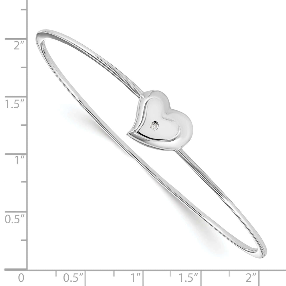 Lovely Rita's Bracelets Silver Diamond White Ice Heart Slip On Bangle