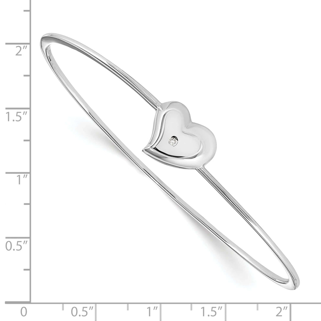 Lovely Rita's Bracelets Silver Diamond White Ice Heart Slip On Bangle