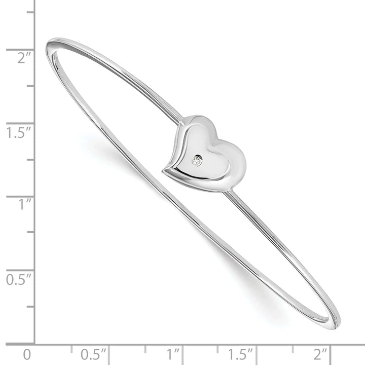 Lovely Rita's Bracelets Silver Diamond White Ice Heart Slip On Bangle