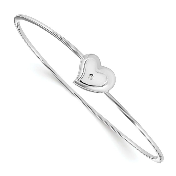 Lovely Rita's Bracelets Silver Diamond White Ice Heart Slip On Bangle