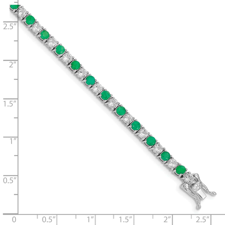 Lovely Rita's Bracelets Silver Emerald White Topaz Tennis Bracelet