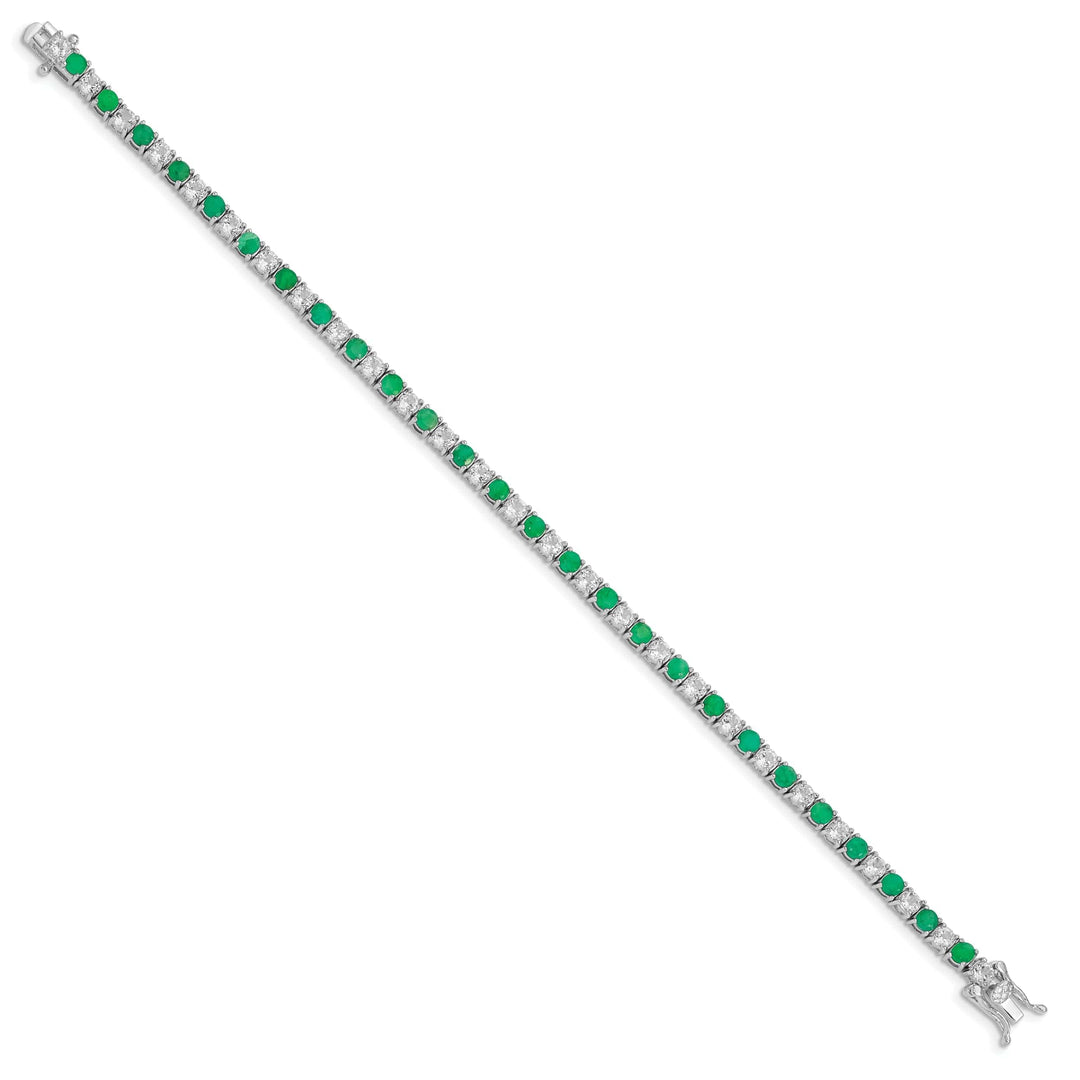 Lovely Rita's Bracelets Silver Emerald White Topaz Tennis Bracelet