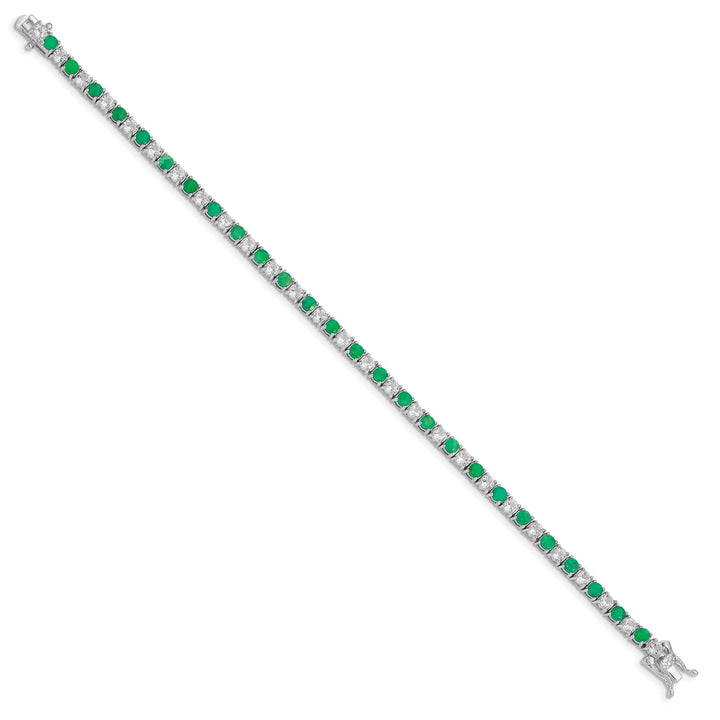 Lovely Rita's Bracelets Silver Emerald White Topaz Tennis Bracelet