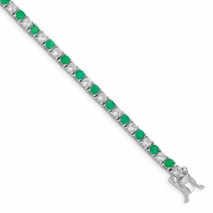 Lovely Rita's Bracelets Silver Emerald White Topaz Tennis Bracelet