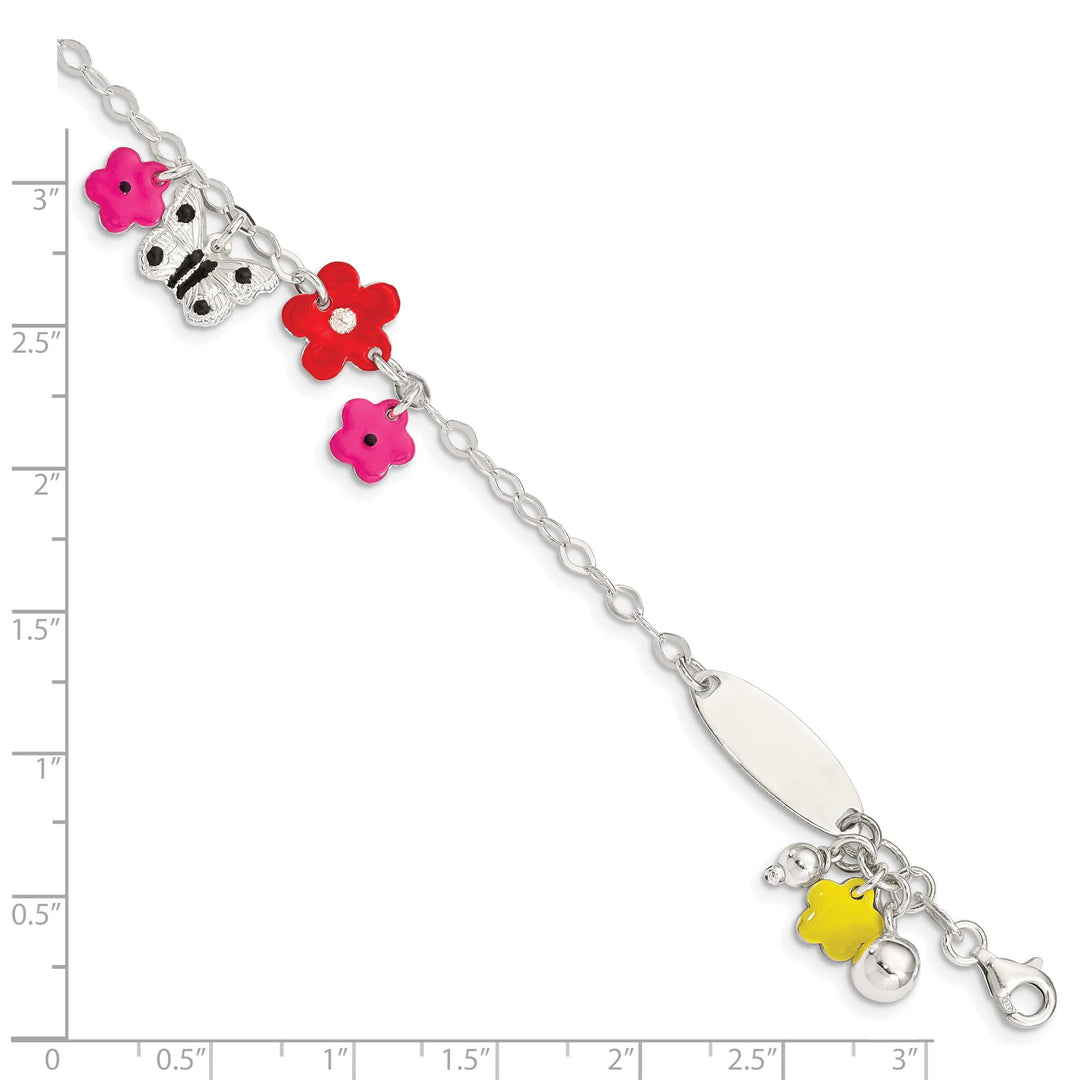 Lovely Rita's Bracelets Silver Enameled Flower Butterfly Charm Bracelet