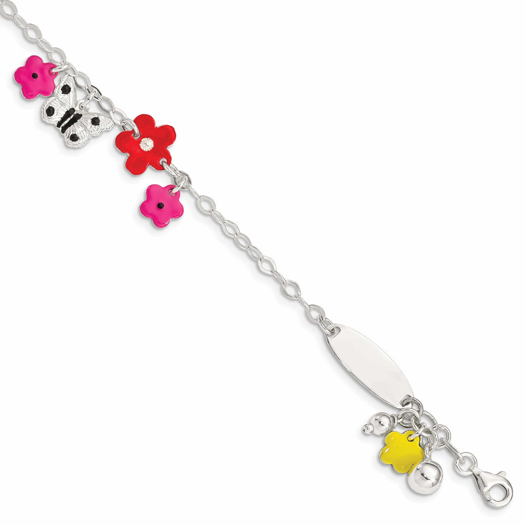 Lovely Rita's Bracelets Silver Enameled Flower Butterfly Charm Bracelet