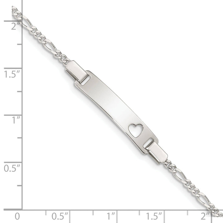 Lovely Rita's Bracelets Silver Engravable Baby ID Cutout Heart Bracelet