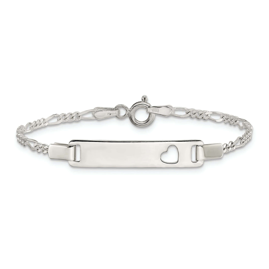 Lovely Rita's Bracelets Silver Engravable Baby ID Cutout Heart Bracelet
