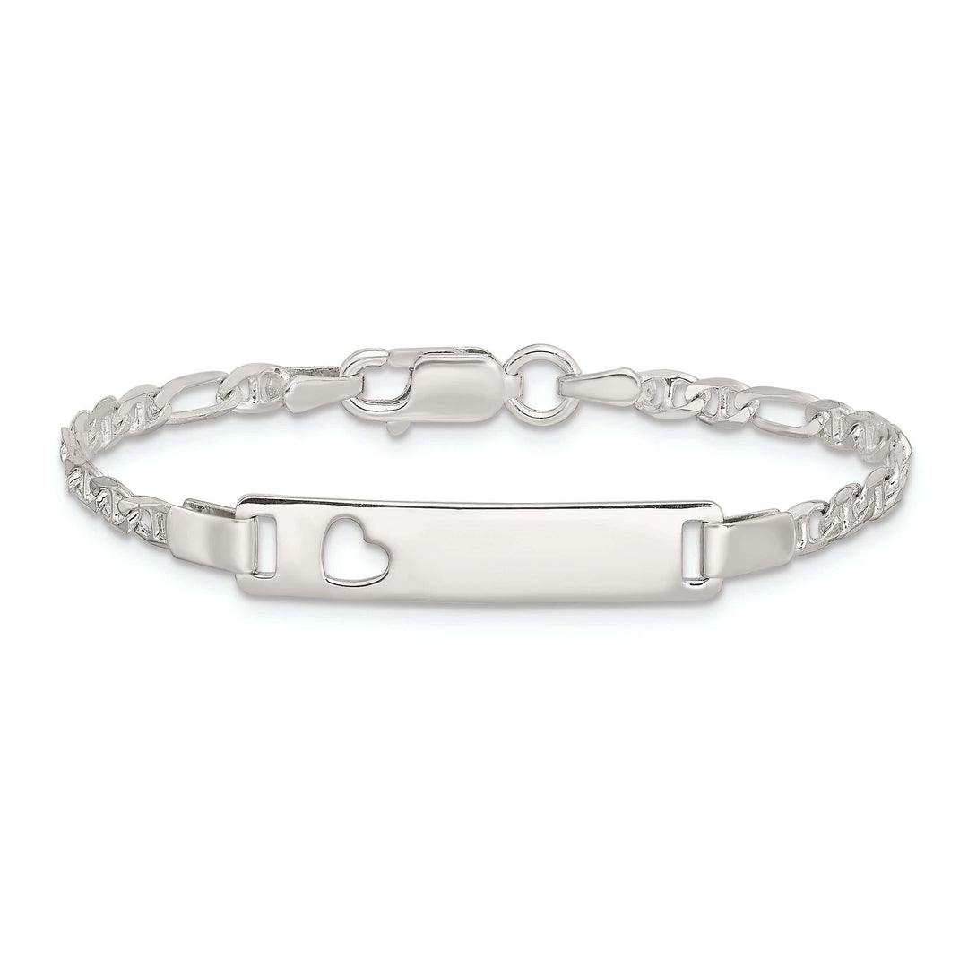 Lovely Rita's Bracelets Silver Engravable Baby ID Cutout Heart Bracelet