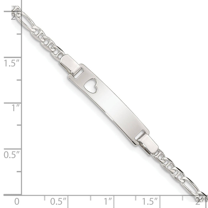 Lovely Rita's Bracelets Silver Engravable Baby ID Cutout Heart Bracelet