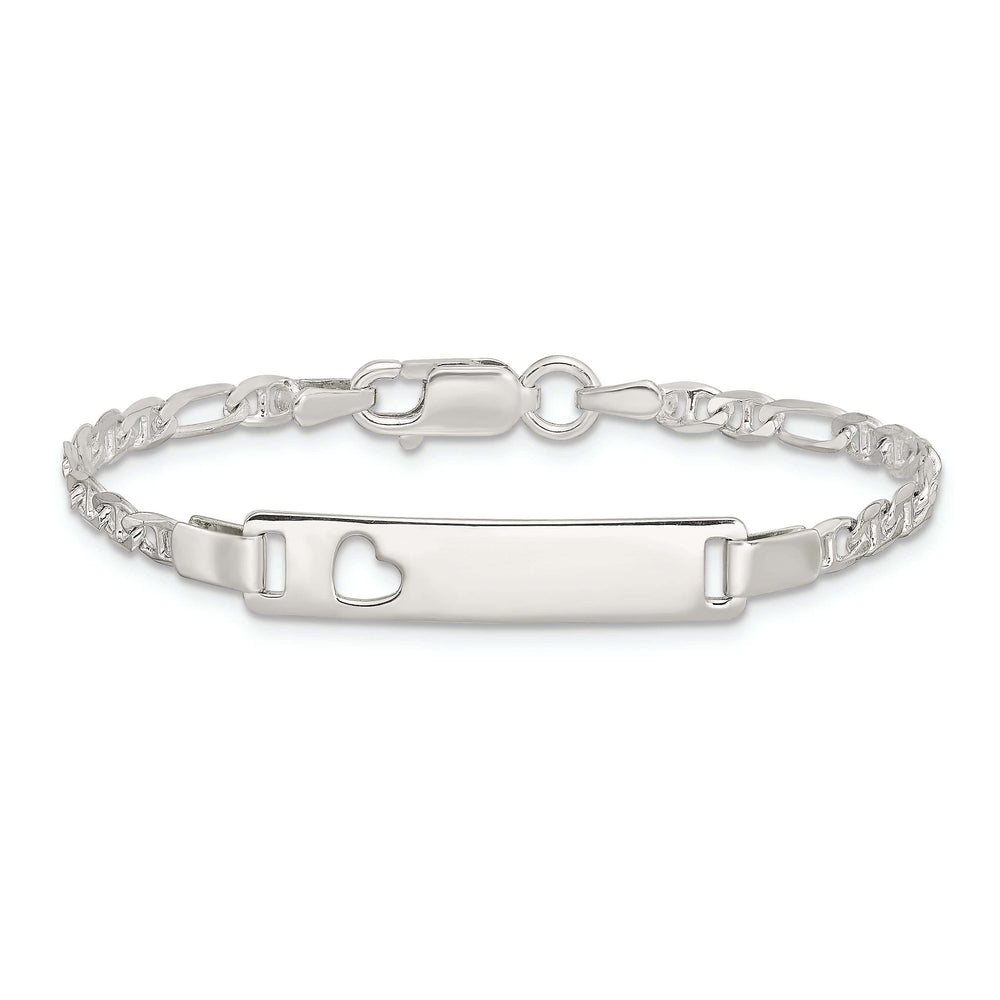 Lovely Rita's Bracelets Silver Engravable Baby ID Cutout Heart Bracelet