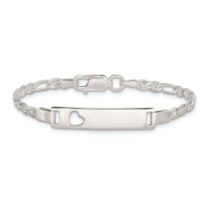Lovely Rita's Bracelets Silver Engravable Baby ID Cutout Heart Bracelet