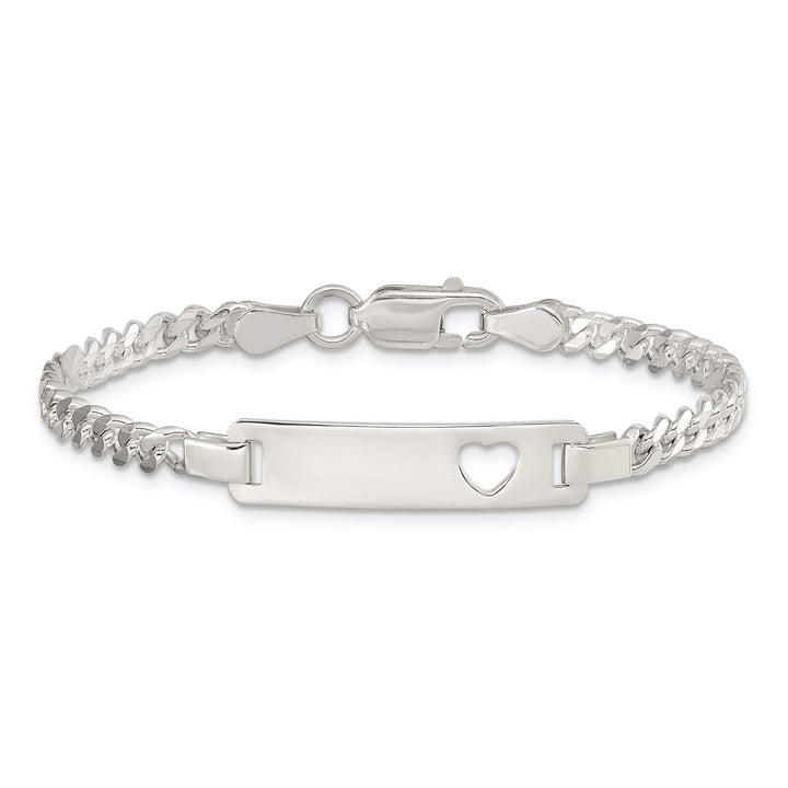 Lovely Rita's Bracelets Silver Engravable Baby ID Cutout Heart Bracelet