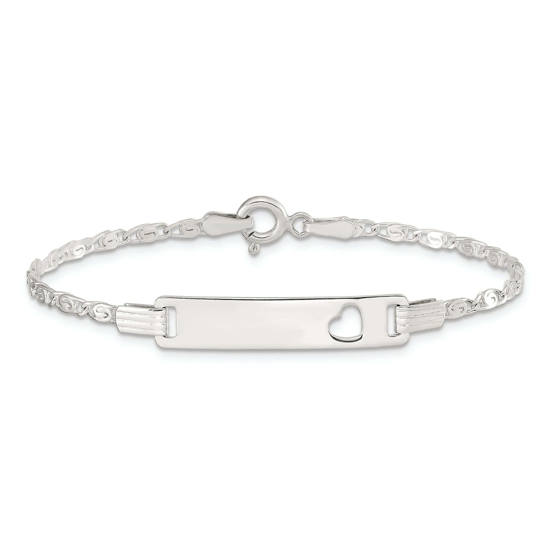 Lovely Rita's Bracelets Silver Engravable Baby ID Cutout Heart Bracelet