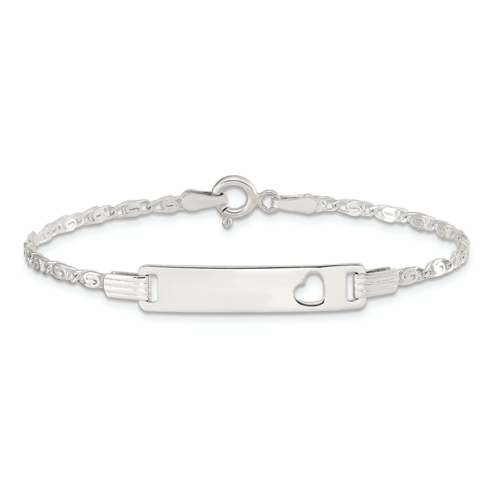 Lovely Rita's Bracelets Silver Engravable Baby ID Cutout Heart Bracelet
