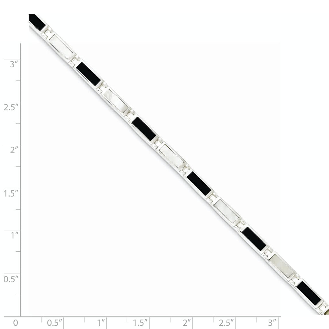 Lovely Rita's Bracelets Silver Fancy Onyx Mother Of Pearl Bracelet