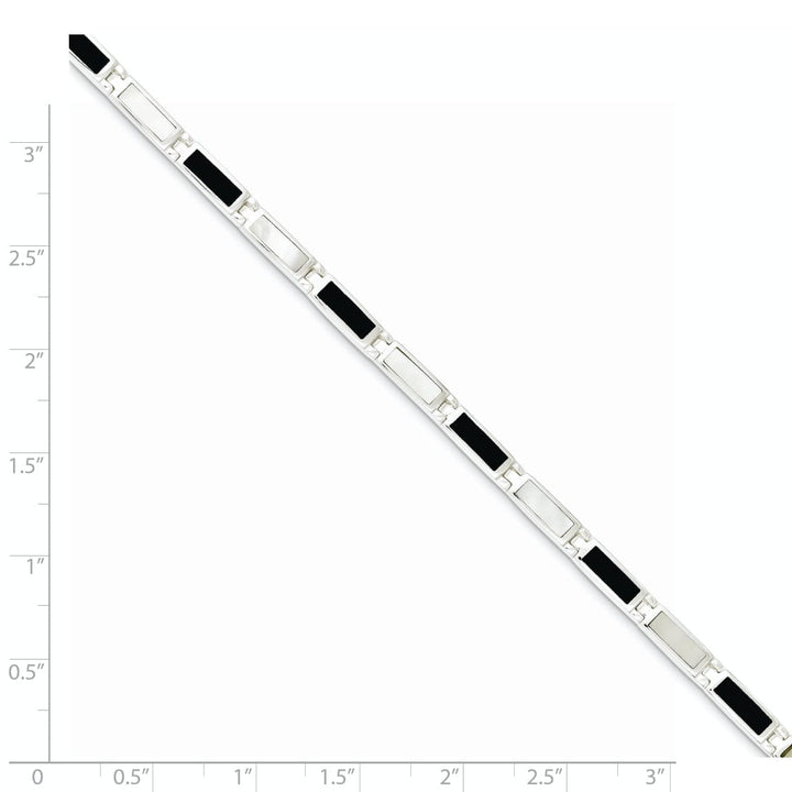 Lovely Rita's Bracelets Silver Fancy Onyx Mother Of Pearl Bracelet