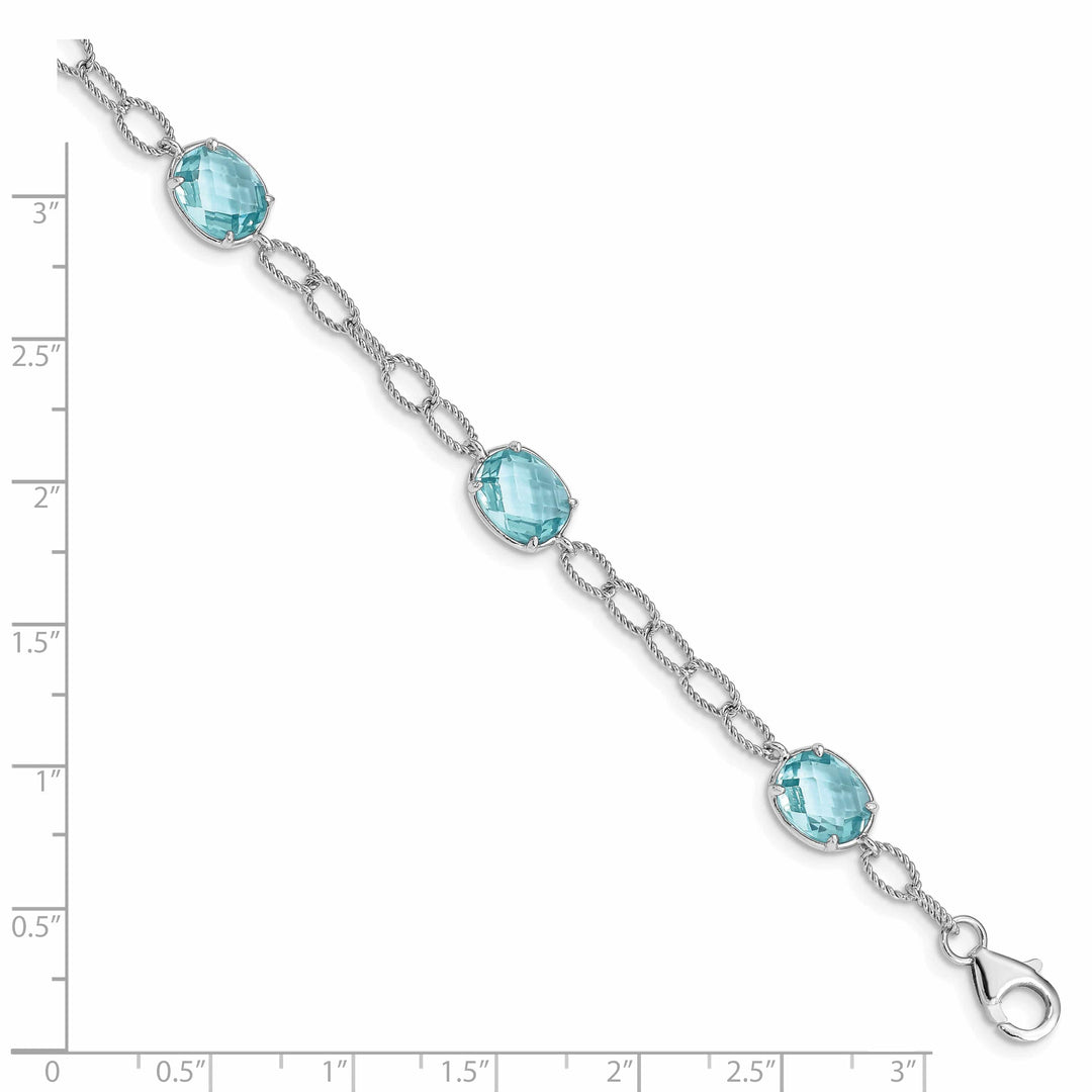 Lovely Rita's Bracelets Silver Finish 5 Aqua Blue C.Z Link Bracelet