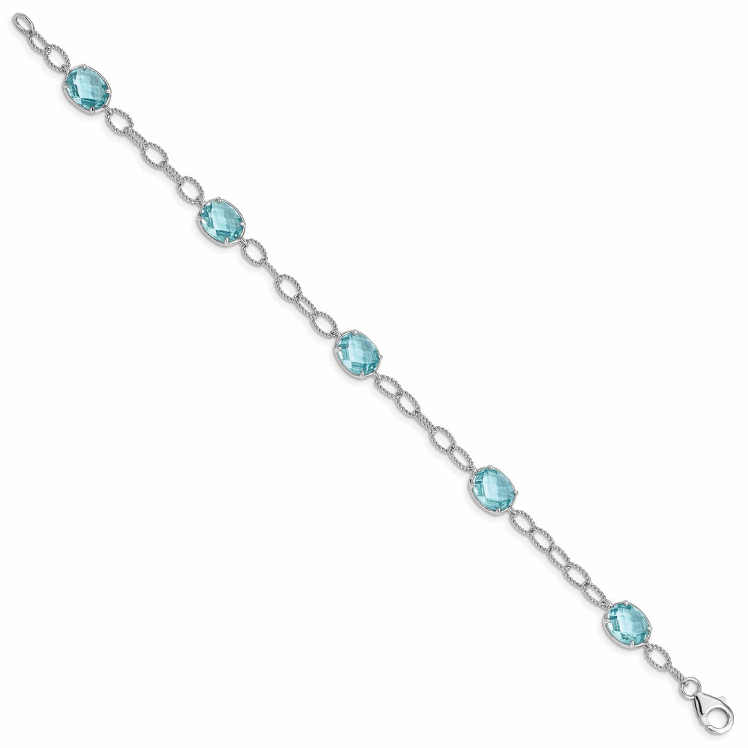 Lovely Rita's Bracelets Silver Finish 5 Aqua Blue C.Z Link Bracelet