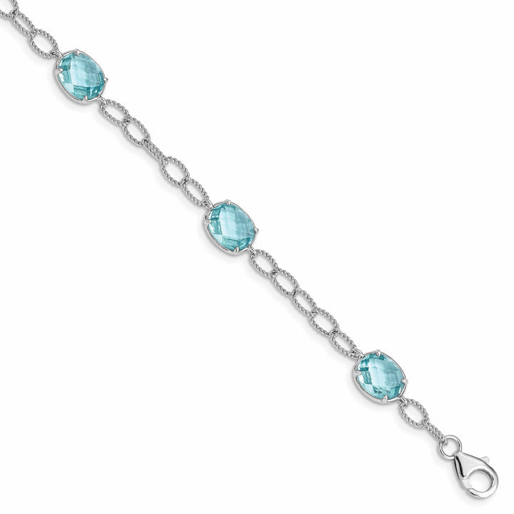 Lovely Rita's Bracelets Silver Finish 5 Aqua Blue C.Z Link Bracelet