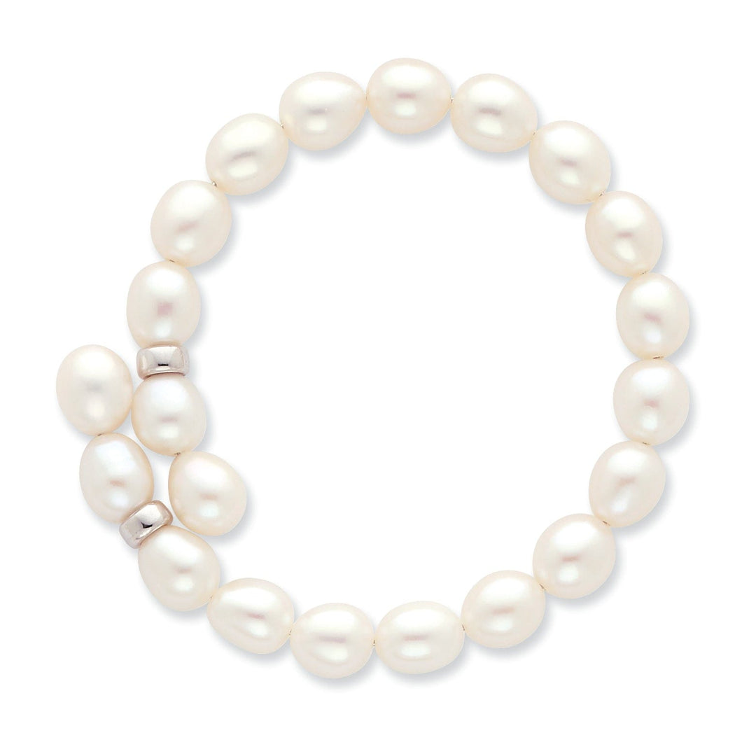 Lovely Rita's Bracelets Silver Fresh Water Rice Pearl Flexible Bracelet