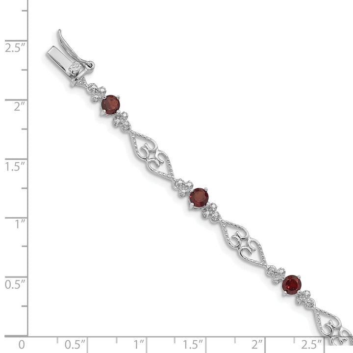 Lovely Rita's Bracelets Silver Garnet Gemstone Diamond Bracelet