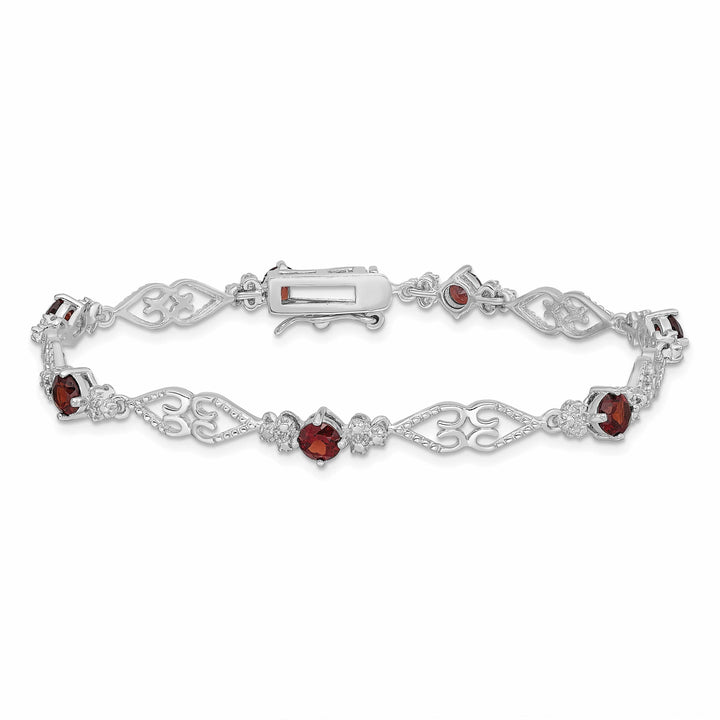 Lovely Rita's Bracelets Silver Garnet Gemstone Diamond Bracelet