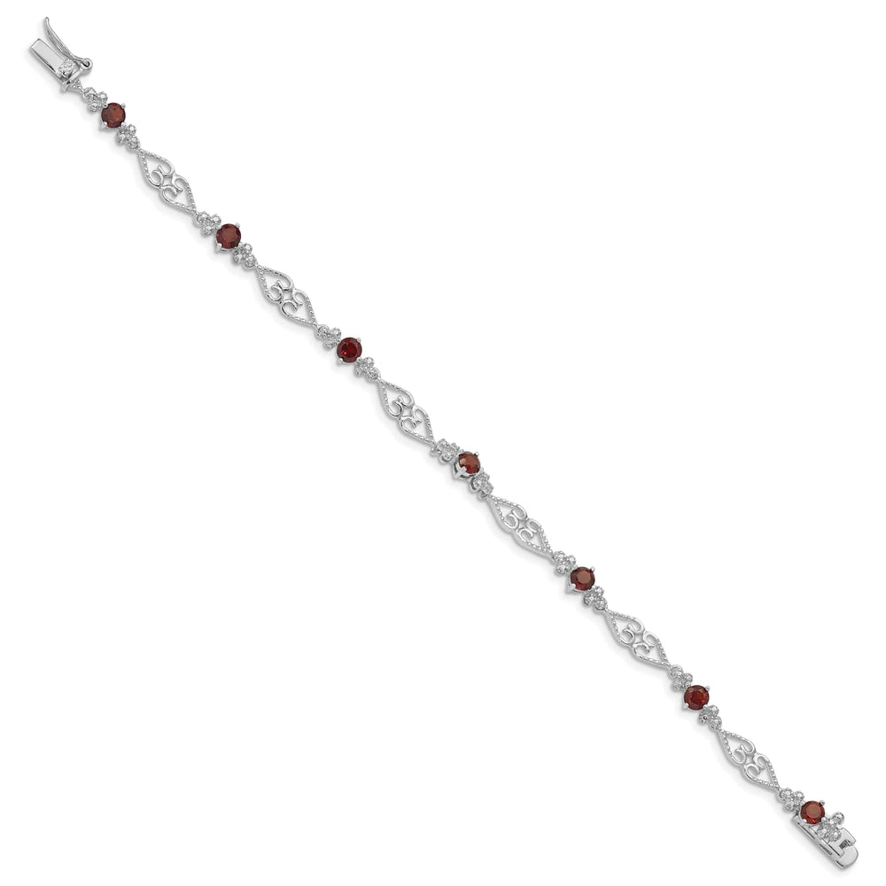 Lovely Rita's Bracelets Silver Garnet Gemstone Diamond Bracelet