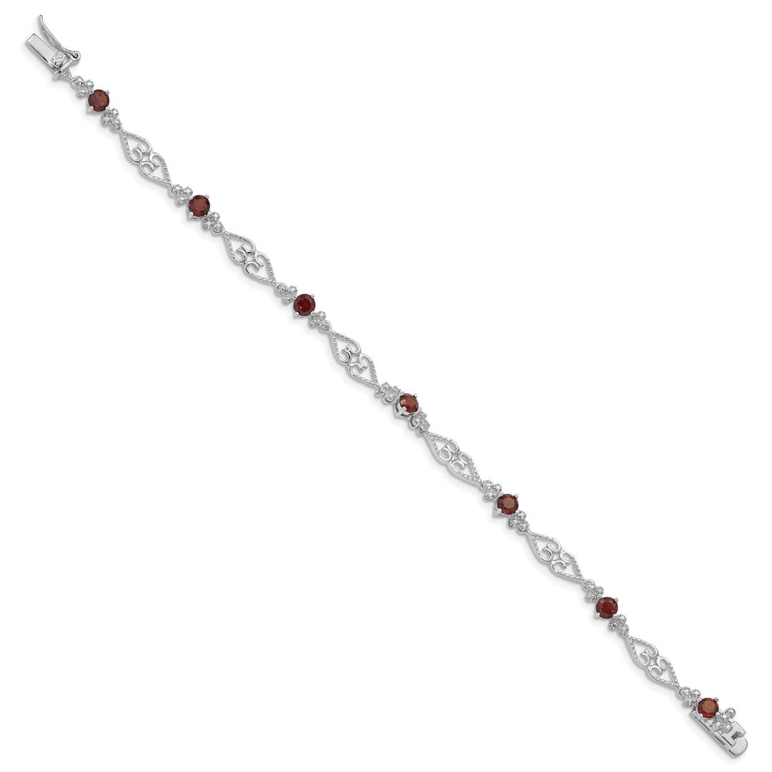Lovely Rita's Bracelets Silver Garnet Gemstone Diamond Bracelet