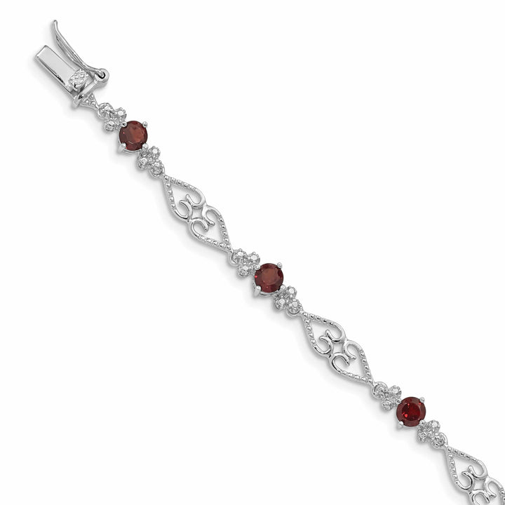 Lovely Rita's Bracelets Silver Garnet Gemstone Diamond Bracelet