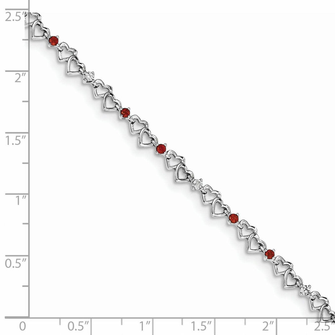 Lovely Rita's Bracelets Silver Garnet Gemstone Round Diamond Bracelet