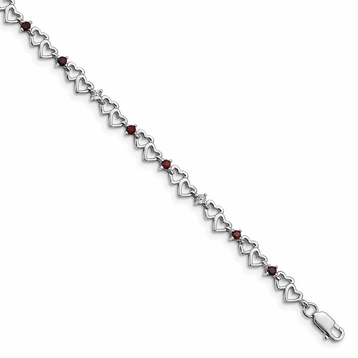Lovely Rita's Bracelets Silver Garnet Gemstone Round Diamond Bracelet