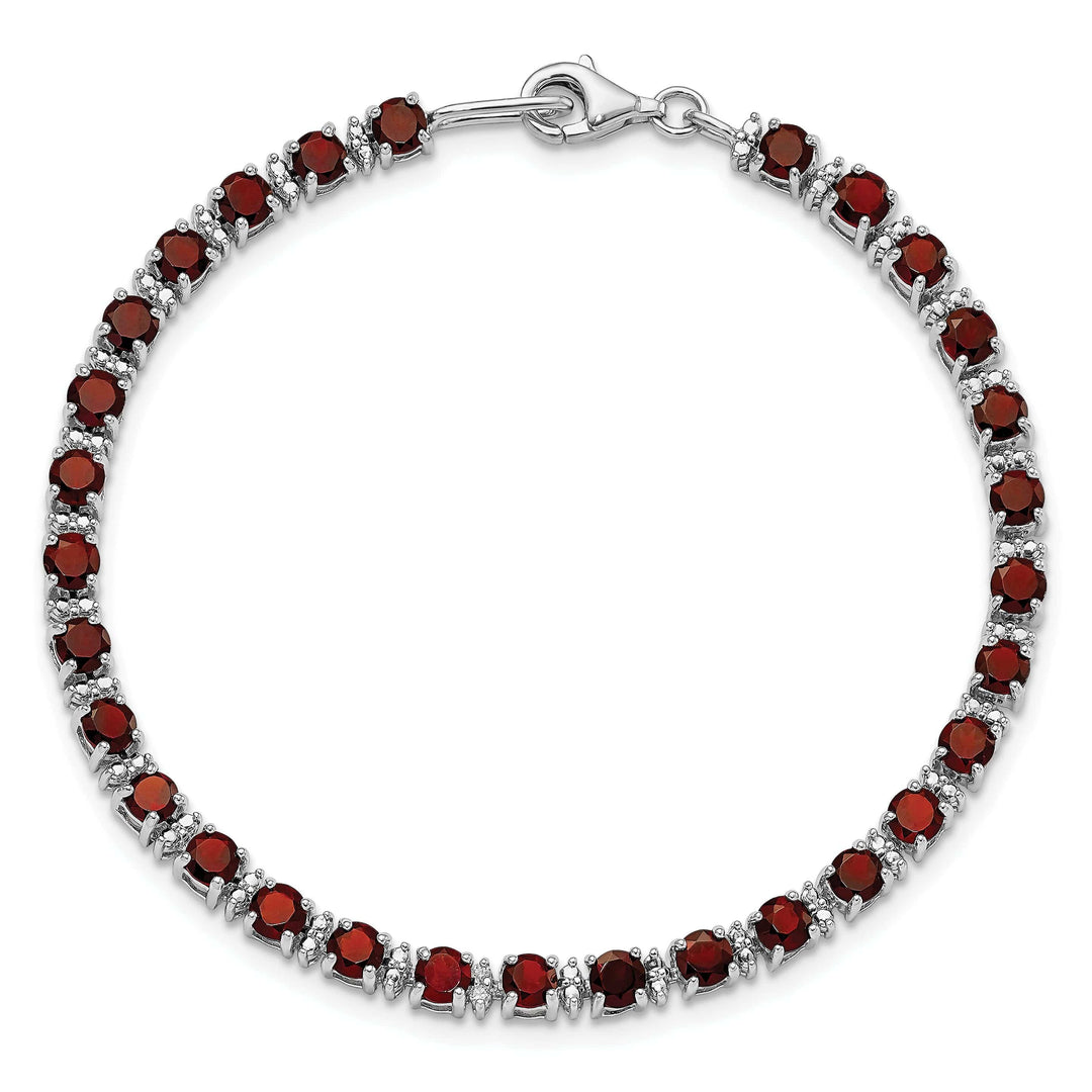 Lovely Rita's Bracelets Silver Garnet Gemstone Round Diamond Bracelet