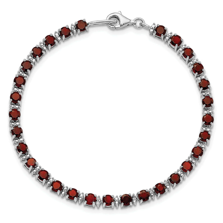 Lovely Rita's Bracelets Silver Garnet Gemstone Round Diamond Bracelet