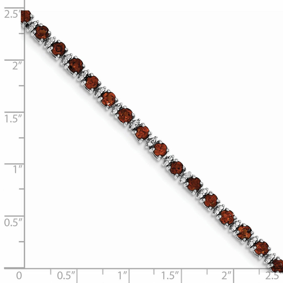 Lovely Rita's Bracelets Silver Garnet Gemstone Round Diamond Bracelet
