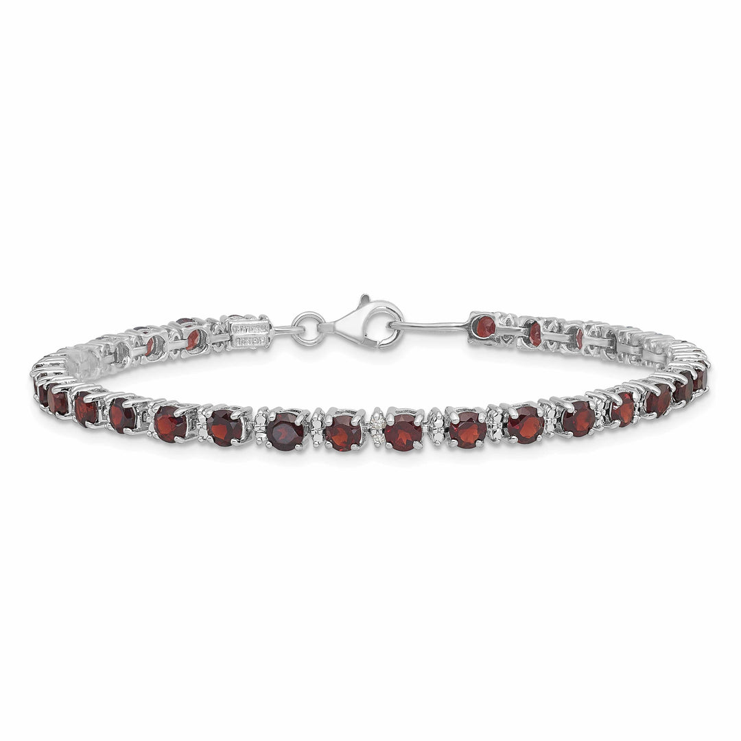 Lovely Rita's Bracelets Silver Garnet Gemstone Round Diamond Bracelet