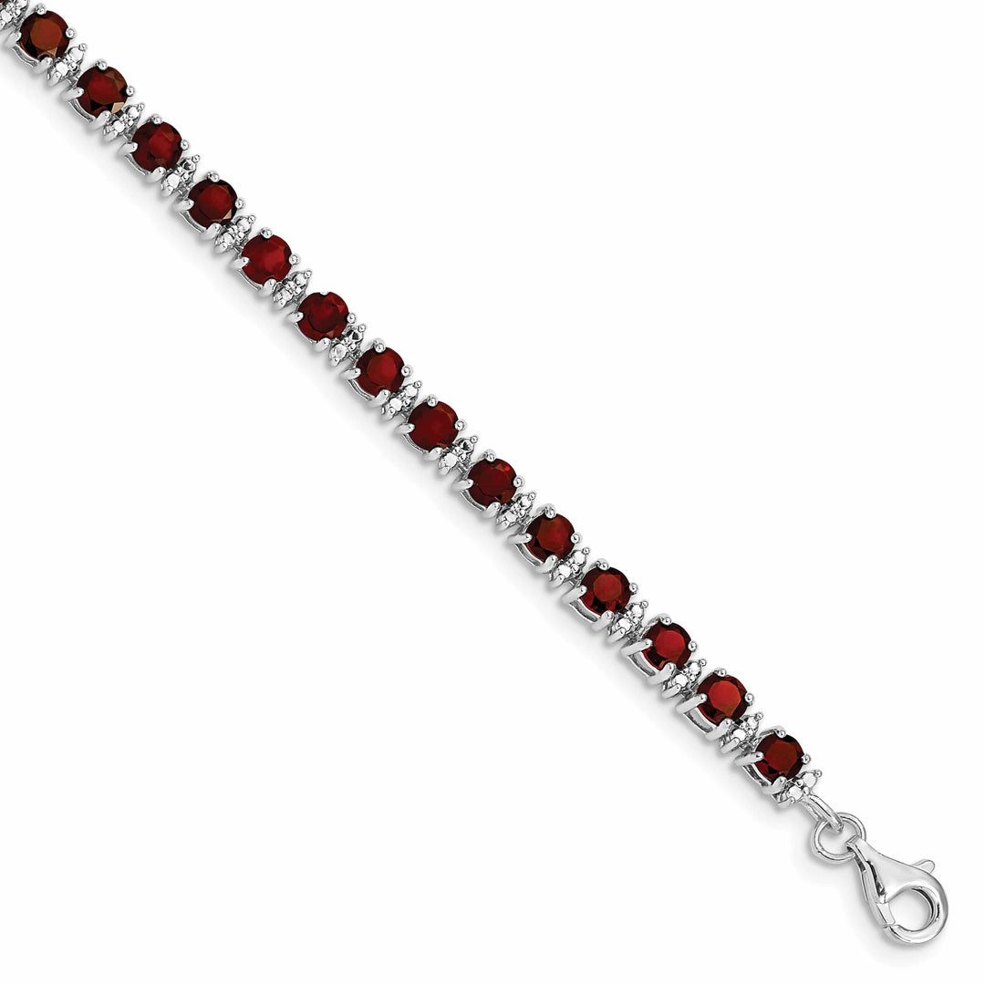 Lovely Rita's Bracelets Silver Garnet Gemstone Round Diamond Bracelet