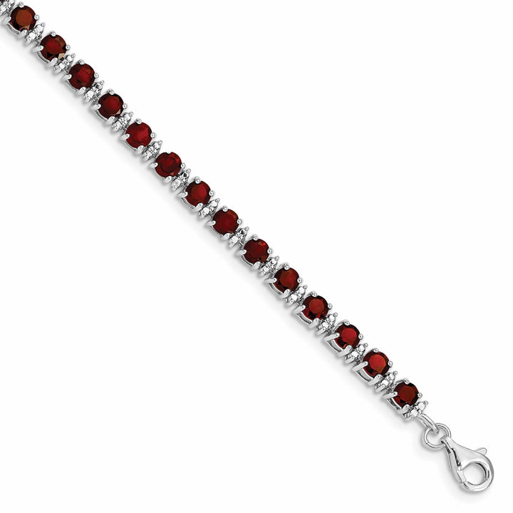 Lovely Rita's Bracelets Silver Garnet Gemstone Round Diamond Bracelet