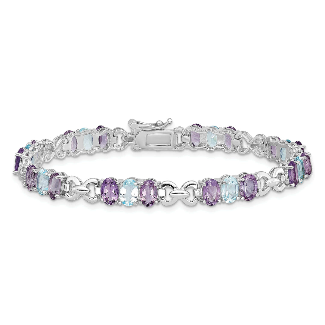Lovely Rita's Bracelets Silver Genuine Amethyst & Blue Topaz Bracelet