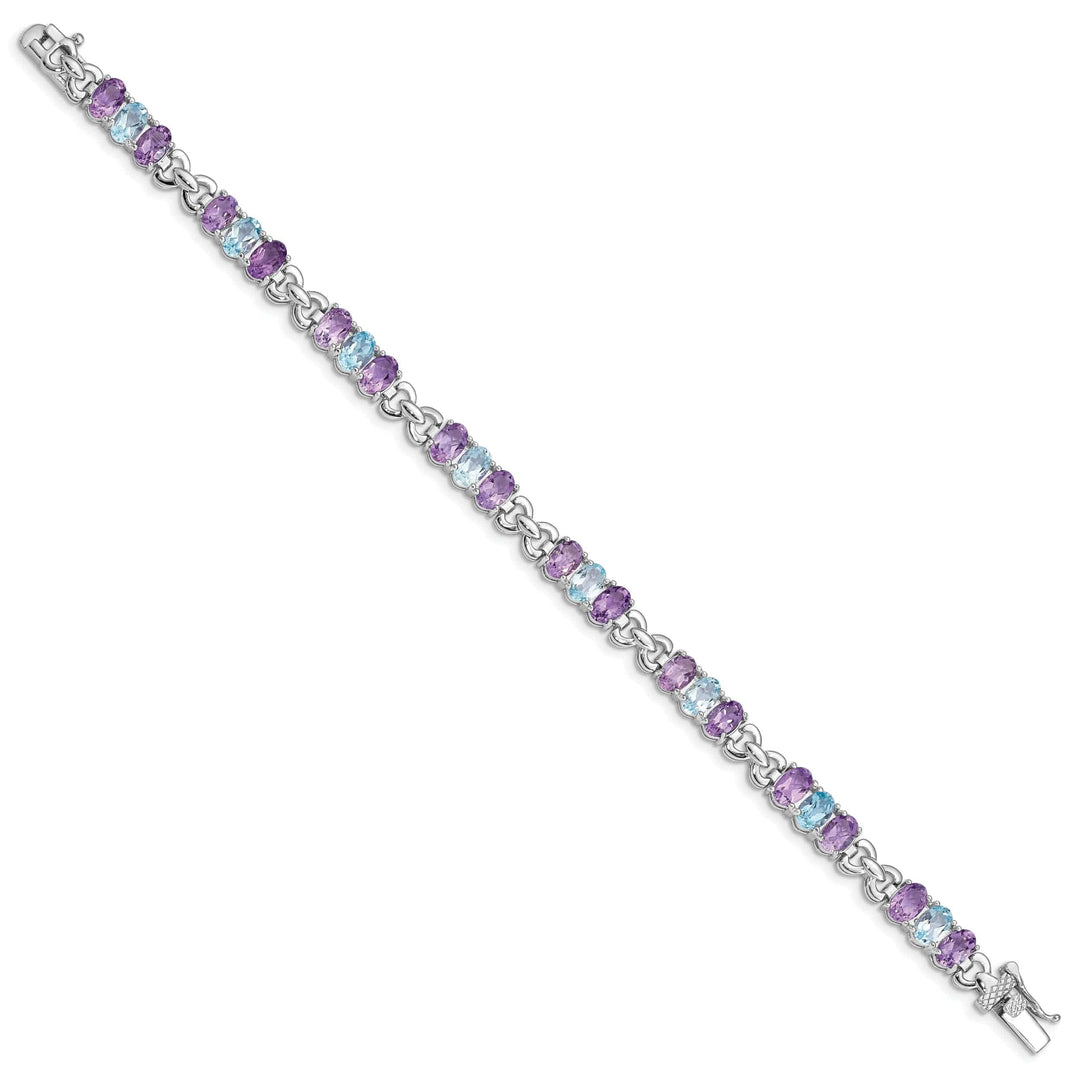 Lovely Rita's Bracelets Silver Genuine Amethyst & Blue Topaz Bracelet