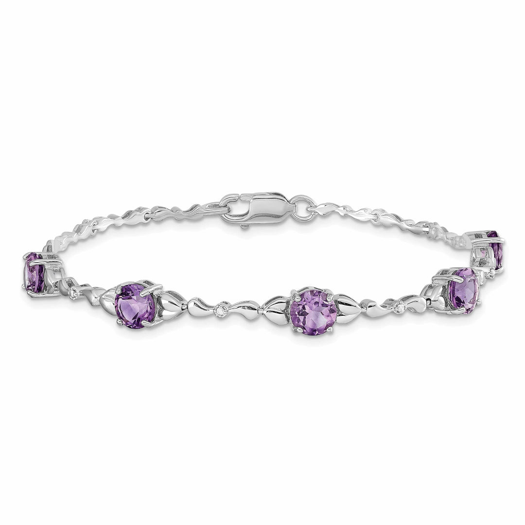 Lovely Rita's Bracelets Silver Genuine Amethyst Diamond Tennis Bracelet