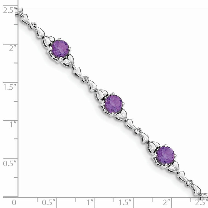 Lovely Rita's Bracelets Silver Genuine Amethyst Diamond Tennis Bracelet